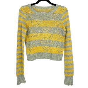 Pilcro Deconstructed Bird Striped Sweater Yellow Size XS